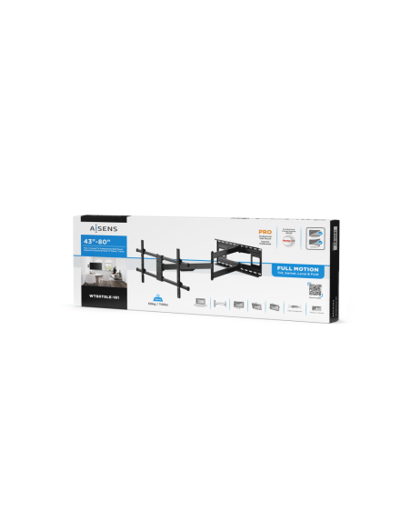 AISENS Soporte Pro Giratorio, Inclinable Y Nivelable Para Monitor/tv 50kg De 43-80, Negro