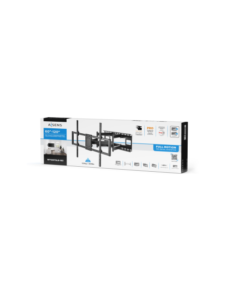 AISENS Soporte Pro Giratorio, Inclinable Y Nivelable Para Monitor/tv 120kg De 60-120, Negro