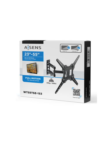 AISENS Soporte Eco Giratorio, Inclinable Para Monitor/TV 30kg (3 Pivotes) De 23-55, Negro