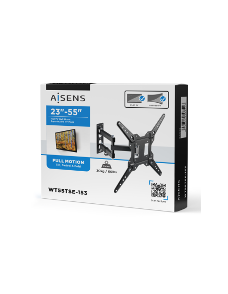 AISENS Soporte Eco Giratorio, Inclinable Para Monitor/TV 30kg (3 Pivotes) De 23-55, Negro