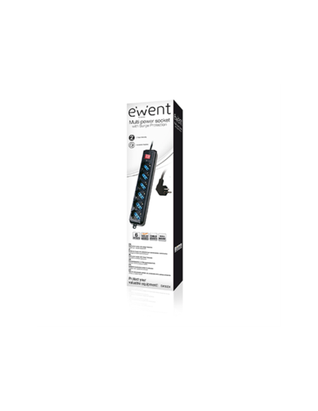 Ewent EW3924 base múltiple 1,5 m 6 salidas AC Negro