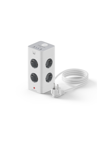 Ewent EW3864 base múltiple 2 m 8 salidas AC Interior Gris, Blanco