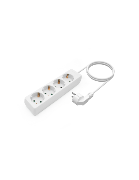 AISENS Base Multiple 4 Tomas Sin Interruptor Con Cable 3x1.5mm2, Blanco, 1.4m
