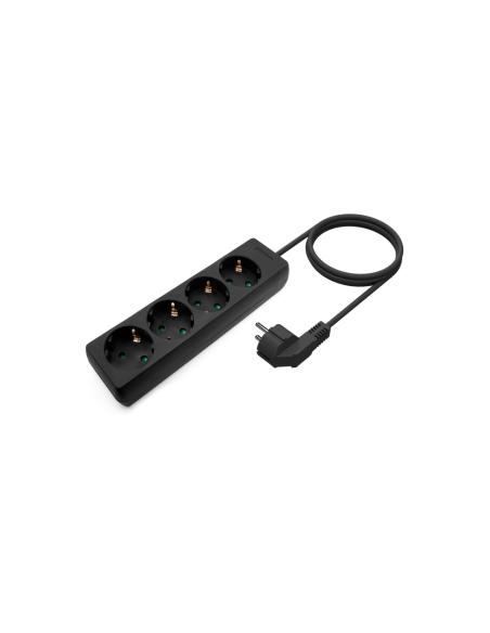 AISENS Base Multiple 4 Tomas Sin Interruptor Con Cable 3x1.5mm2, Negro, 1.4m