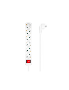 AISENS Base Multiple 6 Tomas Con Interruptor Con Cable 3x1.5mm2, Blanco, 1.4m 2