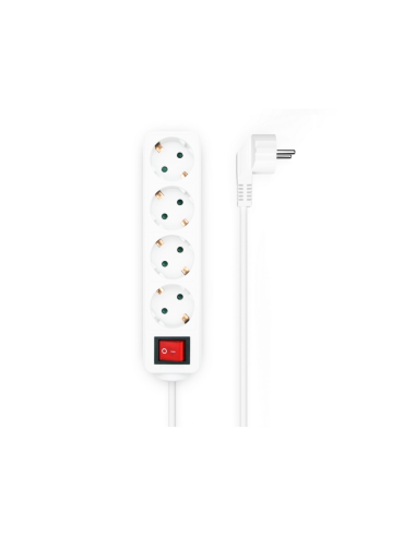 AISENS Base Multiple 4 Tomas con Interruptor con Cable 3×1.5mm2, Blanco, 1.4 m