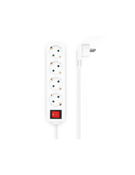 AISENS Base Multiple 4 Tomas con Interruptor con Cable 3×1.5mm2, Blanco, 1.4 m