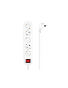 AISENS Base Multiple 5 Tomas con Interruptor con Cable 3×1.5mm2, Blanco, 1.4 m 2
