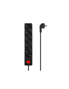 AISENS Base Multiple 5 Tomas con Interruptor con Cable 3×1.5mm2, Negro, 1.4 m 2