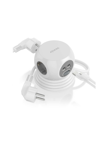 AISENS ASPS-2A2C04-W base múltiple 1,4 m 3 salidas AC Interior