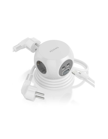 AISENS ASPS-2A2C04-W base múltiple 1,4 m 3 salidas AC Interior