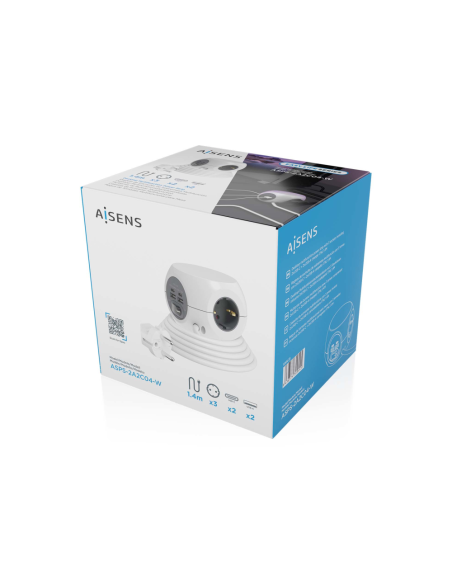 AISENS ASPS-2A2C04-W base múltiple 1,4 m 3 salidas AC Interior