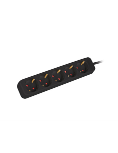 Lanberg PS0-05F-0150-BK base múltiple 1,5 m 5 salidas AC Interior Negro
