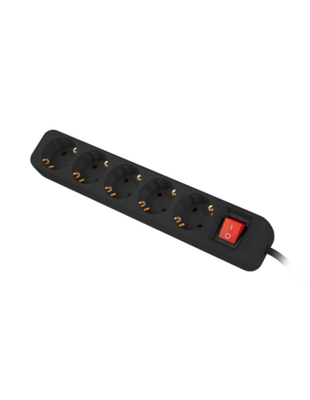 Lanberg PS1-05F-0300-BK base múltiple 3 m 5 salidas AC Interior Negro