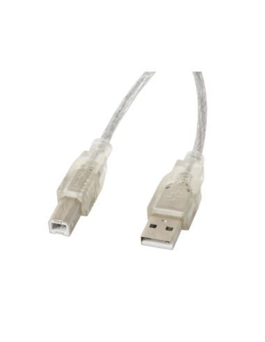 Lanberg CA-USBA-12CC-0050-TR cable USB USB 2.0 5 m USB B Transparente