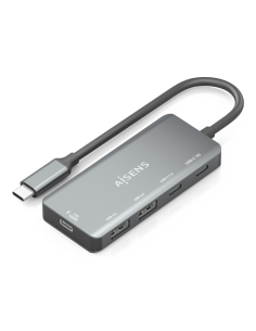 AISENS Hub USB 3.1 USB-C, USB-C/M-1xUSB-C PD 100W+1xUSB-C USB3.0/H+1xUSB-C USB2.0/H+2xUSB-A USB2.0/H, Gris, 15cm 2