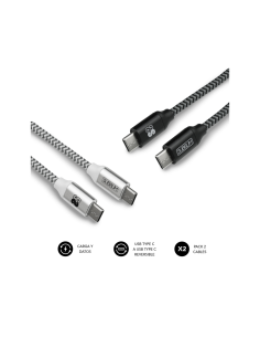 SUBBLIM PACK 2 CABLES USB TIPO USB-C A USB-C 1 M BLACK/SILVER