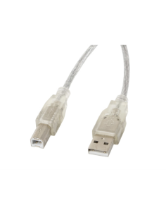 Lanberg CA-USBA-12CC-0018-TR cable USB USB 2.0 1,8 m USB B Transparente