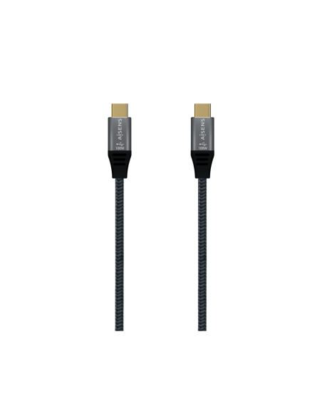 AISENS Cable USB 3.2 Gen2x2 Aluminio 20Gbps 8K@30Hz 5A 100W E-Mark, Tipo USB-C/M-USB-C/M, Gris, 0.6 m