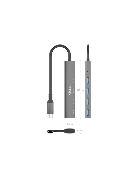 AISENS A109-0943 base para portátil y replicador de puertos Alámbrico USB 3.2 Gen 1 (3.1 Gen 1) Type-C