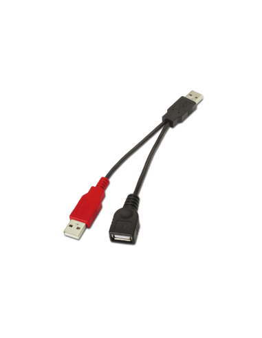 AISENS A101-0030 cable USB USB 2.0 0,15 m 2 x USB A USB A Negro, Rojo