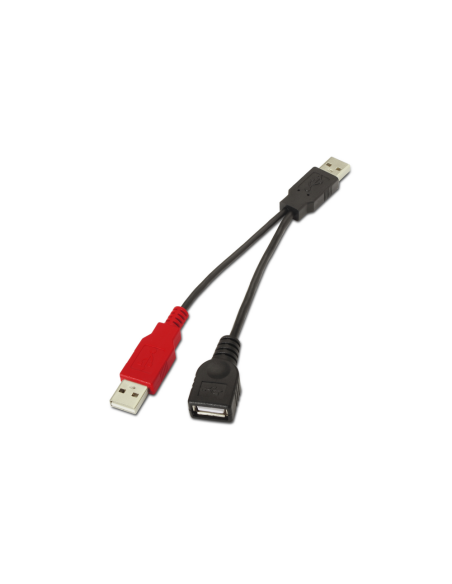 AISENS A101-0030 cable USB USB 2.0 0,15 m 2 x USB A USB A Negro, Rojo