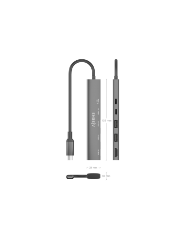 AISENS ASUC-5P022-GR base para portátil y replicador de puertos Alámbrico USB 3.2 Gen 1 (3.1 Gen 1) Type-C