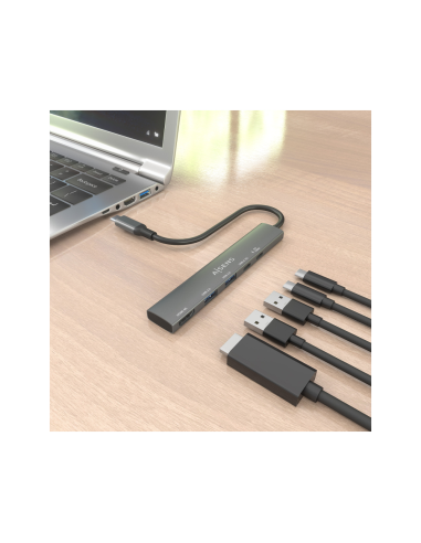 AISENS ASUC-5P022-GR base para portátil y replicador de puertos Alámbrico USB 3.2 Gen 1 (3.1 Gen 1) Type-C