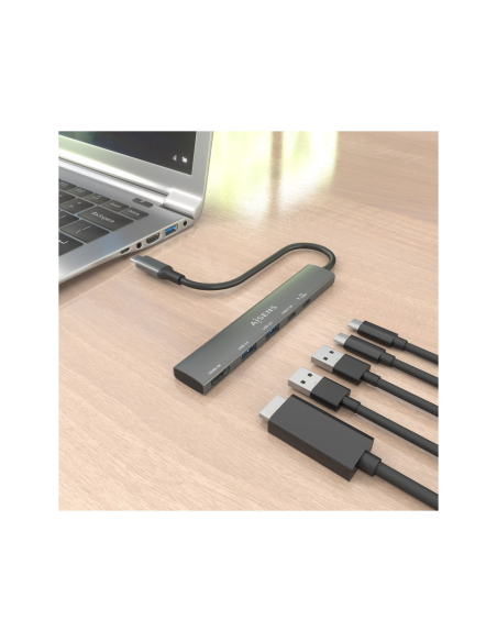 AISENS ASUC-5P022-GR base para portátil y replicador de puertos Alámbrico USB 3.2 Gen 1 (3.1 Gen 1) Type-C