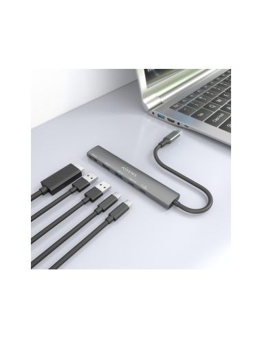 AISENS ASUC-5P022-GR base para portátil y replicador de puertos Alámbrico USB 3.2 Gen 1 (3.1 Gen 1) Type-C