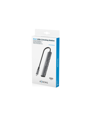 AISENS ASUC-5P022-GR base para portátil y replicador de puertos Alámbrico USB 3.2 Gen 1 (3.1 Gen 1) Type-C