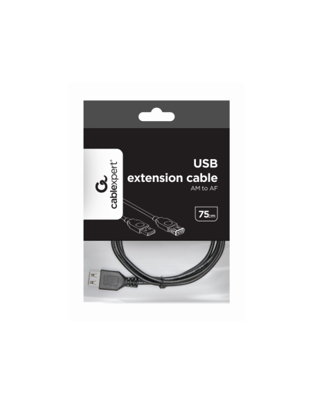Gembird CC-USB2-AMAF-75CM/300-BK cable USB USB 2.0 0,75 m USB A Negro