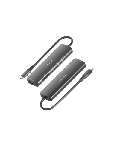 AISENS ASUC-6P024-GR base para portátil y replicador de puertos Alámbrico USB 3.2 Gen 1 (3.1 Gen 1) Type-C