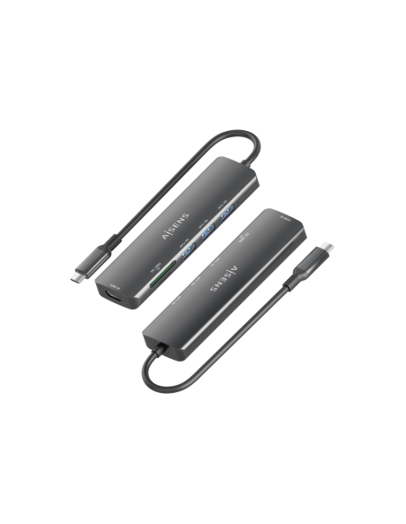 AISENS ASUC-6P024-GR base para portátil y replicador de puertos Alámbrico USB 3.2 Gen 1 (3.1 Gen 1) Type-C