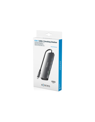 AISENS ASUC-6P024-GR base para portátil y replicador de puertos Alámbrico USB 3.2 Gen 1 (3.1 Gen 1) Type-C
