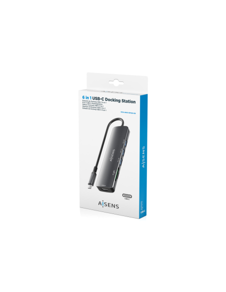 AISENS ASUC-6P024-GR base para portátil y replicador de puertos Alámbrico USB 3.2 Gen 1 (3.1 Gen 1) Type-C