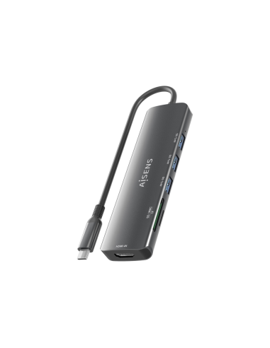AISENS ASUC-6P024-GR base para portátil y replicador de puertos Alámbrico USB 3.2 Gen 1 (3.1 Gen 1) Type-C