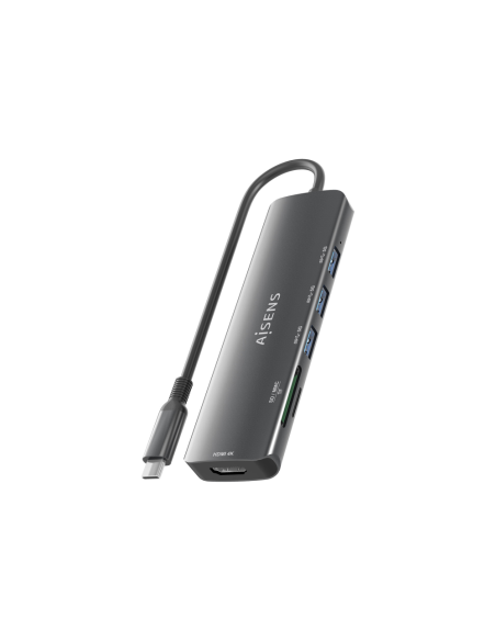 AISENS ASUC-6P024-GR base para portátil y replicador de puertos Alámbrico USB 3.2 Gen 1 (3.1 Gen 1) Type-C