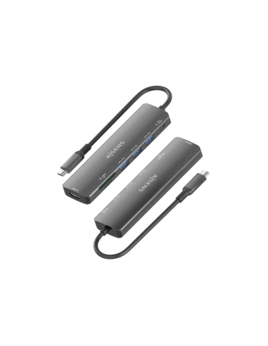 AISENS ASUC-7P025-GR base para portátil y replicador de puertos Alámbrico USB 3.2 Gen 1 (3.1 Gen 1) Type-C
