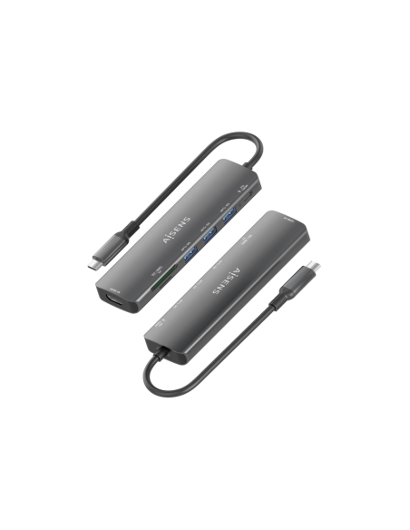 AISENS ASUC-7P025-GR base para portátil y replicador de puertos Alámbrico USB 3.2 Gen 1 (3.1 Gen 1) Type-C