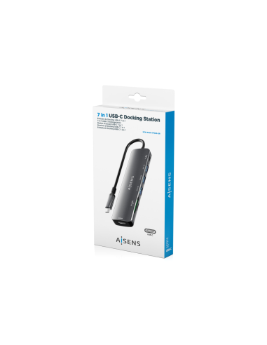 AISENS ASUC-7P025-GR base para portátil y replicador de puertos Alámbrico USB 3.2 Gen 1 (3.1 Gen 1) Type-C