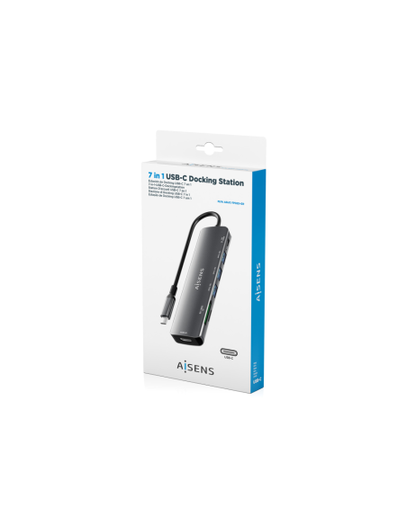 AISENS ASUC-7P025-GR base para portátil y replicador de puertos Alámbrico USB 3.2 Gen 1 (3.1 Gen 1) Type-C