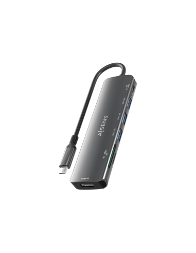 AISENS ASUC-7P025-GR base para portátil y replicador de puertos Alámbrico USB 3.2 Gen 1 (3.1 Gen 1) Type-C