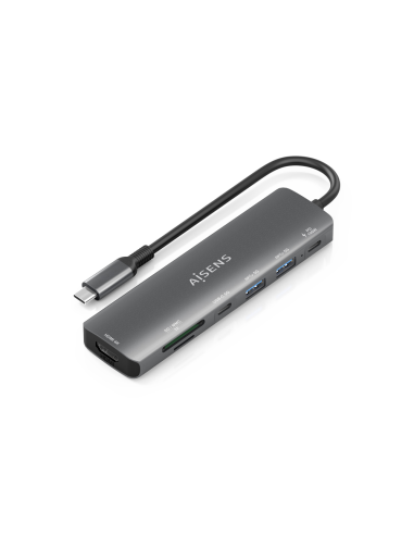 AISENS ASUC-7P026-GR base para portátil y replicador de puertos Alámbrico USB 3.2 Gen 1 (3.1 Gen 1) Type-C