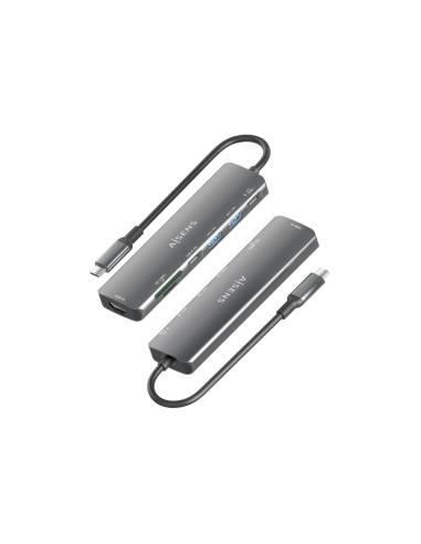 AISENS ASUC-7P026-GR base para portátil y replicador de puertos Alámbrico USB 3.2 Gen 1 (3.1 Gen 1) Type-C