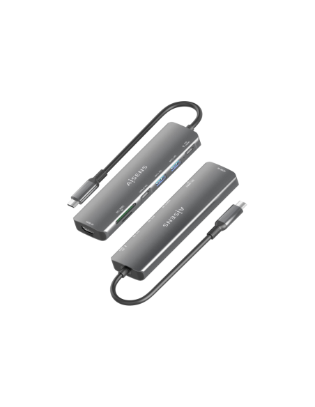 AISENS ASUC-7P026-GR base para portátil y replicador de puertos Alámbrico USB 3.2 Gen 1 (3.1 Gen 1) Type-C