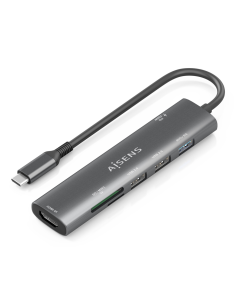 AISENS USB-C Dock 7 en 1, USB-C A, 1x HDMI, 2x USB-A USB2.0, 1x USB-A USB3.0, 1x USB-C PD 100W, 1x SD, 1x MicroSD, Gris, 15cm 2