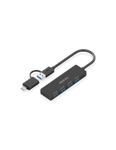 AISENS Hub USB 3.1 USB-C USB-A, USB-C/M+USB-A/M-4xTIPO A/H, Negro, 15cm 2