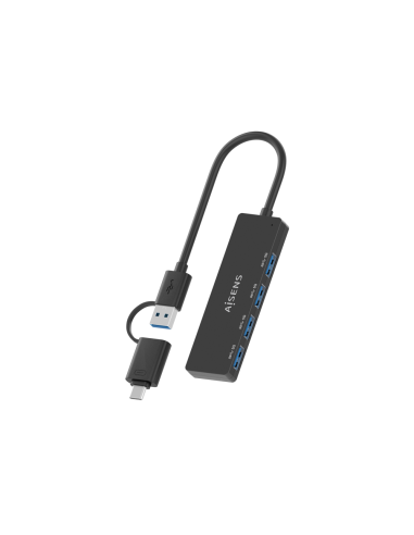 AISENS Hub USB 3.1 USB-C USB-A, USB-C/M+USB-A/M-4xTIPO A/H, Negro, 15cm