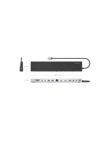 AISENS USB-C Dock 13 en 1, USB-C A 2xHDMI, 1xDisplayPort, 1xRJ45, 3xUSB-A, 2xUSB-C, 1xUSB-C PD, 1xSD, 1xMicro SD, 1xAudio, 1xRan